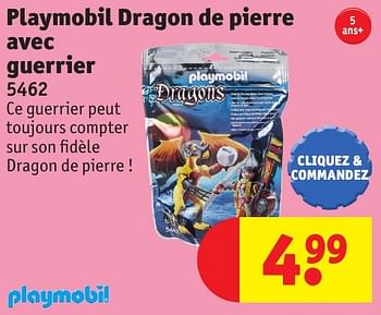 Promoties Playmobil dragon de pierre avec guerrier - Playmobil - Geldig van 25/10/2016 tot 19/12/2016 bij Kruidvat