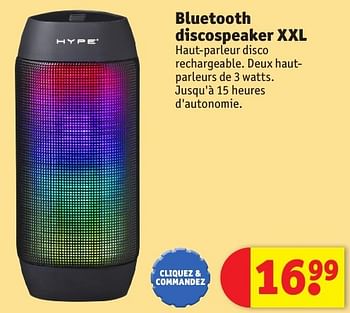Promotions Bluetooth discospeaker xxl - Hype - Valide de 25/10/2016 à 19/12/2016 chez Kruidvat