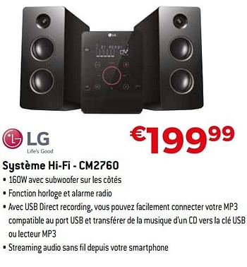 Promotions Lg système hi-fi - cm2760 - LG - Valide de 29/10/2016 à 30/11/2016 chez Exellent