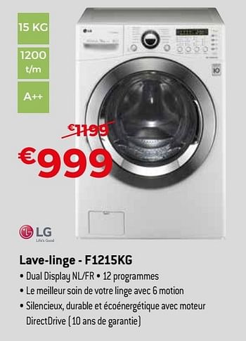 Promoties Lg lave-linge - f1215kg - LG - Geldig van 29/10/2016 tot 30/11/2016 bij Exellent