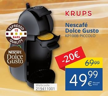 Promotions Krups nescafé dolce gusto kp100b piccolo - Krups - Valide de 01/11/2016 à 30/11/2016 chez Eldi