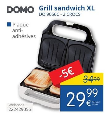 Promotions Domo elektro grill sandwich xl do 9056c - 2 crocs - Domo elektro - Valide de 01/11/2016 à 30/11/2016 chez Eldi