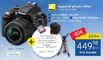 Promoties Nikon appareil photo reflex d3300 dx 18-55vr - Nikon - Geldig van 01/11/2016 tot 30/11/2016 bij Eldi