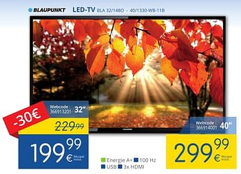 Promoties Blaupunkt led-tv bla 32-148o - 40-1330-wb-11b - Blaupunkt - Geldig van 01/11/2016 tot 30/11/2016 bij Eldi