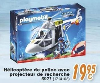Promotions Hélicoptère de police avec projecteur de recherche - Playmobil - Valide de 18/10/2016 à 06/12/2016 chez Cora