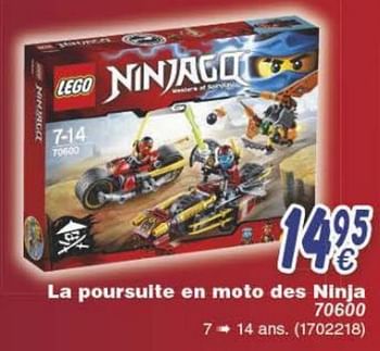 Promoties La poursuite en moto des ninja - Lego - Geldig van 18/10/2016 tot 06/12/2016 bij Cora