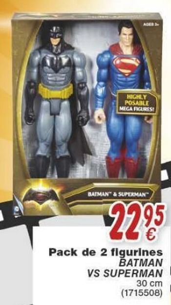 Promoties Pack de 2 figurines batman vs superman - Mattel - Geldig van 18/10/2016 tot 06/12/2016 bij Cora