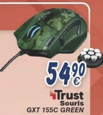 Promoties Trust souris gxt 155c green - Trust - Geldig van 18/10/2016 tot 06/12/2016 bij Cora