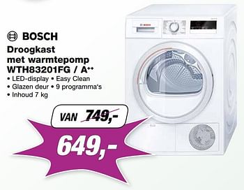 Promoties Bosch droogkast met warmtepomp wth83201fg - a++ - Bosch - Geldig van 24/10/2016 tot 30/11/2016 bij ElectronicPartner
