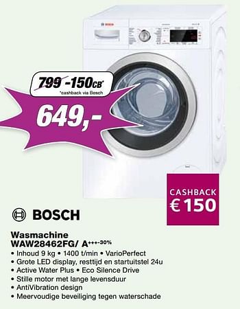 Promotions Bosch wasmachine waw28462fg- a+++ - Bosch - Valide de 24/10/2016 à 30/11/2016 chez ElectronicPartner