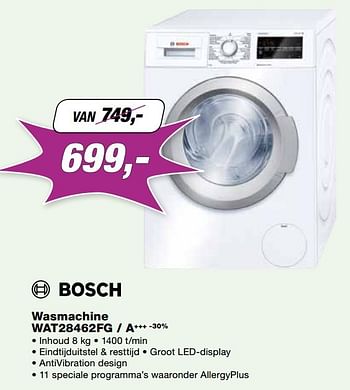 Promoties Bosch wasmachine wat28462fg - a+++ - Bosch - Geldig van 24/10/2016 tot 30/11/2016 bij ElectronicPartner