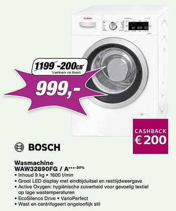 Promoties Bosch wasmachine waw32890fg - a+++ - Bosch - Geldig van 24/10/2016 tot 30/11/2016 bij ElectronicPartner