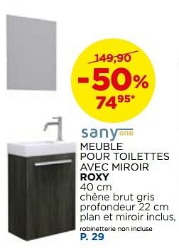 Promotions Meuble pour toilettes avec miroir roxy - Sany one - Valide de 01/11/2016 à 03/12/2016 chez X2O