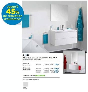 Promotions Meuble salle de bains bianca - Linie - Valide de 01/11/2016 à 03/12/2016 chez X2O