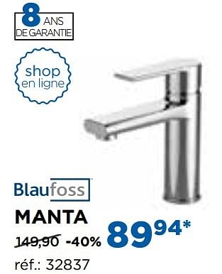 Promoties Manta robinets de lavabo - Blaufoss - Geldig van 01/11/2016 tot 03/12/2016 bij X2O