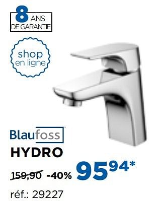 Promotions Hydro robinets de lavabo - Blaufoss - Valide de 01/11/2016 à 03/12/2016 chez X2O