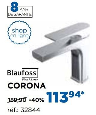 Promotions Corona robinets de lavabo - Blaufoss - Valide de 01/11/2016 à 03/12/2016 chez X2O
