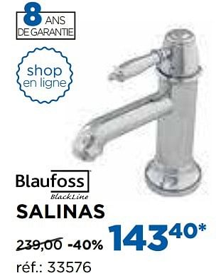 Promotions Salinas robinets de lavabo - Blaufoss - Valide de 01/11/2016 à 03/12/2016 chez X2O