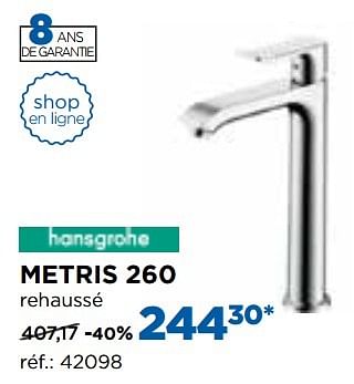 Promoties Metris 260 robinets de lavabo - Hansgrohe - Geldig van 01/11/2016 tot 03/12/2016 bij X2O
