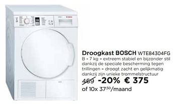 Promoties Droogkast bosch wte84304fg - Bosch - Geldig van 02/11/2016 tot 30/11/2016 bij Molecule