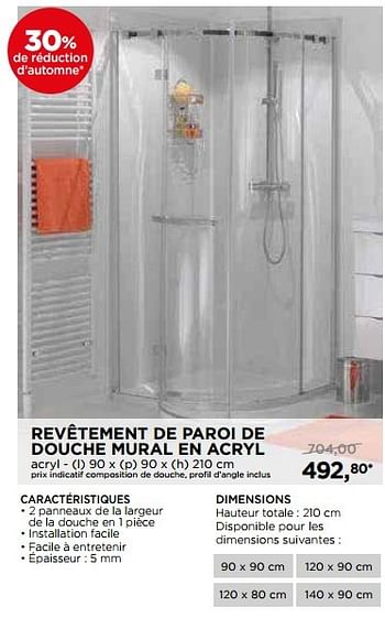 Promotions Revêtement de paroi de douche mural en acryl - Balmani - Valide de 01/11/2016 à 03/12/2016 chez X2O