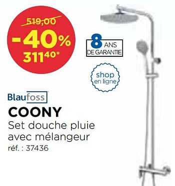 Promoties Coony set douche pluie avec mélangeur - Blaufoss - Geldig van 01/11/2016 tot 03/12/2016 bij X2O
