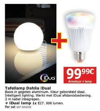 Promoties Tafellamp dahlia idual - IDUAL - Geldig van 08/11/2016 tot 05/12/2016 bij BricoPlanit