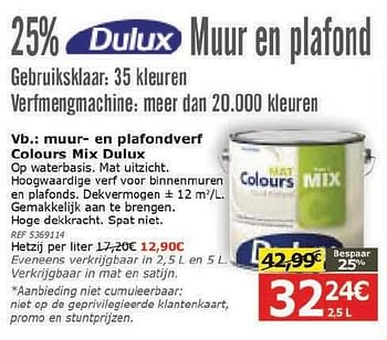 Promoties Muur en plafondverf colours mix dulux - Dulux - Geldig van 08/11/2016 tot 05/12/2016 bij BricoPlanit