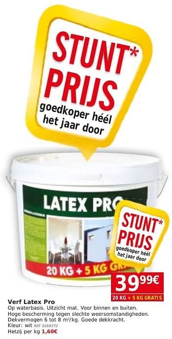 Promoties Verf latex pro - Huismerk - BricoPlanit - Geldig van 08/11/2016 tot 05/12/2016 bij BricoPlanit