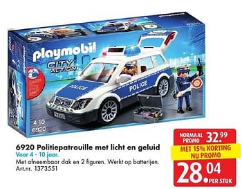 Promotions Politiepatrouille met licht en geluid - Playmobil - Valide de 05/11/2016 à 20/11/2016 chez Bart Smit