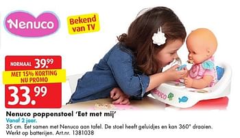Promoties Nenuco poppenstoel eet met mij - Nenuco - Geldig van 05/11/2016 tot 20/11/2016 bij Bart Smit