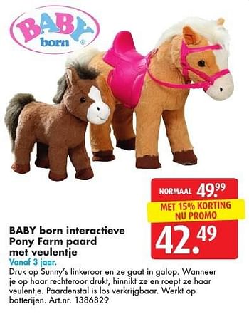 kromme Editie Wafel Baby Born Baby born interactieve pony farm paard met veulentje - Promotie  bij Bart Smit