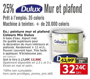 Promoties Peinture mur et plafond colours mix dulux - Dulux - Geldig van 08/11/2016 tot 05/12/2016 bij BricoPlanit