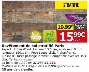 Promotions Revêtement de sol stratifié parijs - DecoMode - Valide de 08/11/2016 à 05/12/2016 chez BricoPlanit