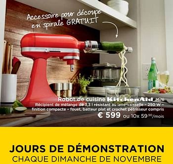 Promotions Robot de cuisine kitchenaid mini - Kitchenaid - Valide de 02/11/2016 à 30/11/2016 chez Molecule