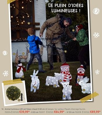 Promotions Animal lumineux led cerf blanc chaud - Produit maison - Dreamland - Valide de 24/11/2016 à 25/12/2016 chez Dreamland