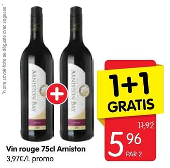 Promotions Vin rouge 75cl arniston - Vins rouges - Valide de 10/11/2016 à 16/11/2016 chez Red Market