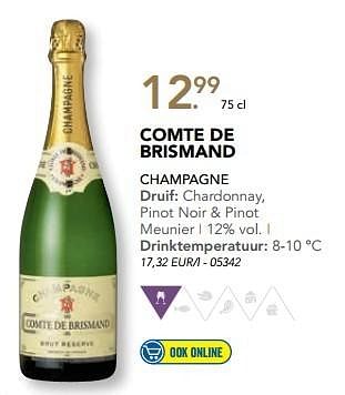 Promoties Comte de brismand champagne - Champagne - Geldig van 07/11/2016 tot 31/12/2016 bij Lidl
