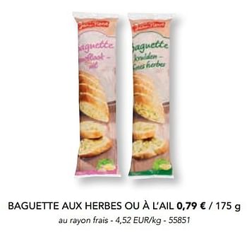 Promoties Baguette aux herbes ou à l`ail - Jean Pierre - Geldig van 07/11/2016 tot 31/12/2016 bij Lidl
