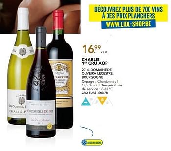 Promoties Chablis 1er cru aop - Witte wijnen - Geldig van 07/11/2016 tot 31/12/2016 bij Lidl