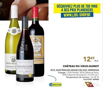 Promotions Château du vieux guinot - Vins rouges - Valide de 07/11/2016 à 31/12/2016 chez Lidl
