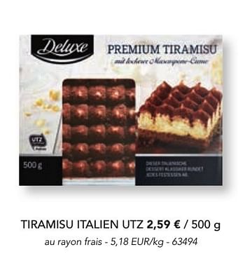 Promoties Tiramisu italien - Deluxe - Geldig van 07/11/2016 tot 31/12/2016 bij Lidl