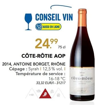 Promotions Côte-rôtie aop - Vins rouges - Valide de 07/11/2016 à 31/12/2016 chez Lidl
