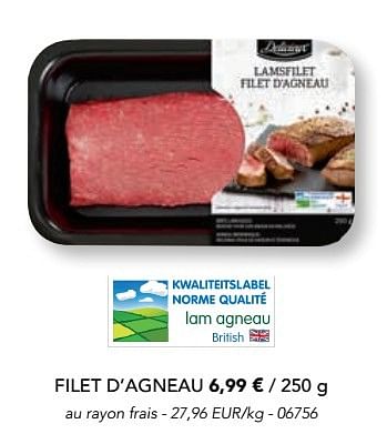 Promoties Filet d`agneau - Delicieux - Geldig van 07/11/2016 tot 31/12/2016 bij Lidl