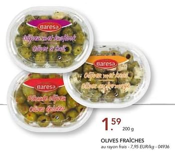 Promotions Olives fraîches - Baresa - Valide de 07/11/2016 à 31/12/2016 chez Lidl