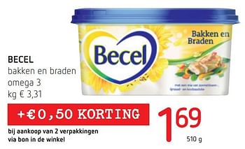 Promoties Becel bakken en braden omega 3 - Becel - Geldig van 17/11/2016 tot 30/11/2016 bij Eurospar (Colruytgroup)