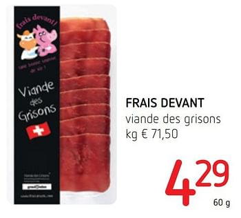 Promoties Frais devant viande des grisons - Frais Devant - Geldig van 17/11/2016 tot 30/11/2016 bij Eurospar (Colruytgroup)