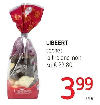 Promotions Libeert sachet lait-blanc-noir - Libeert - Valide de 17/11/2016 à 30/11/2016 chez Spar (Colruytgroup)