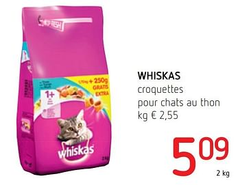 Promoties Whiskas croquettes pour chats au thon - Whiskas - Geldig van 17/11/2016 tot 30/11/2016 bij Eurospar (Colruytgroup)