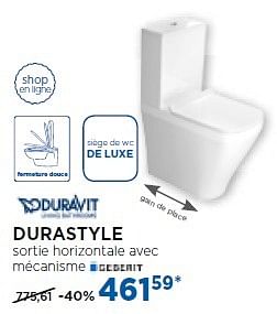 Promotions Durastyle toilettes à poser - Duravit - Valide de 01/11/2016 à 03/12/2016 chez X2O